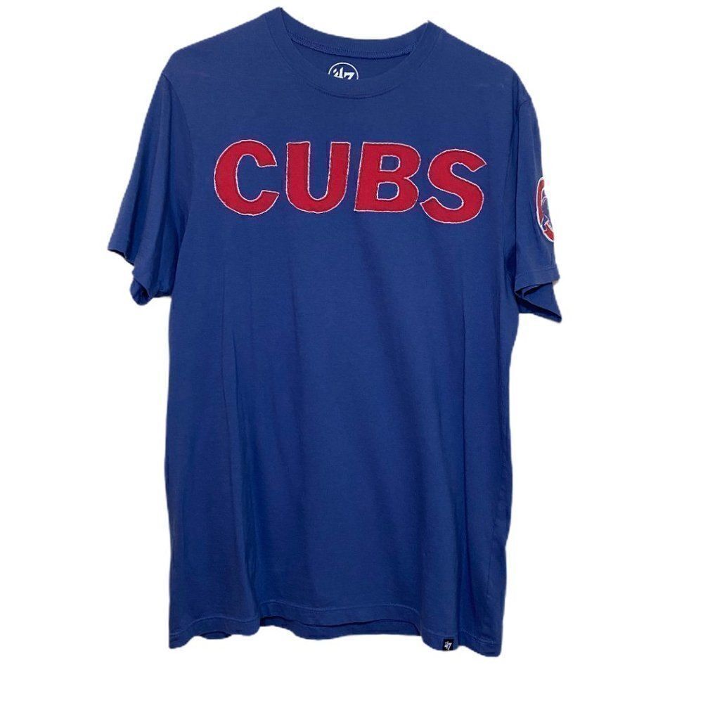 Chicago Cubs Embroidered Blue Red Tee